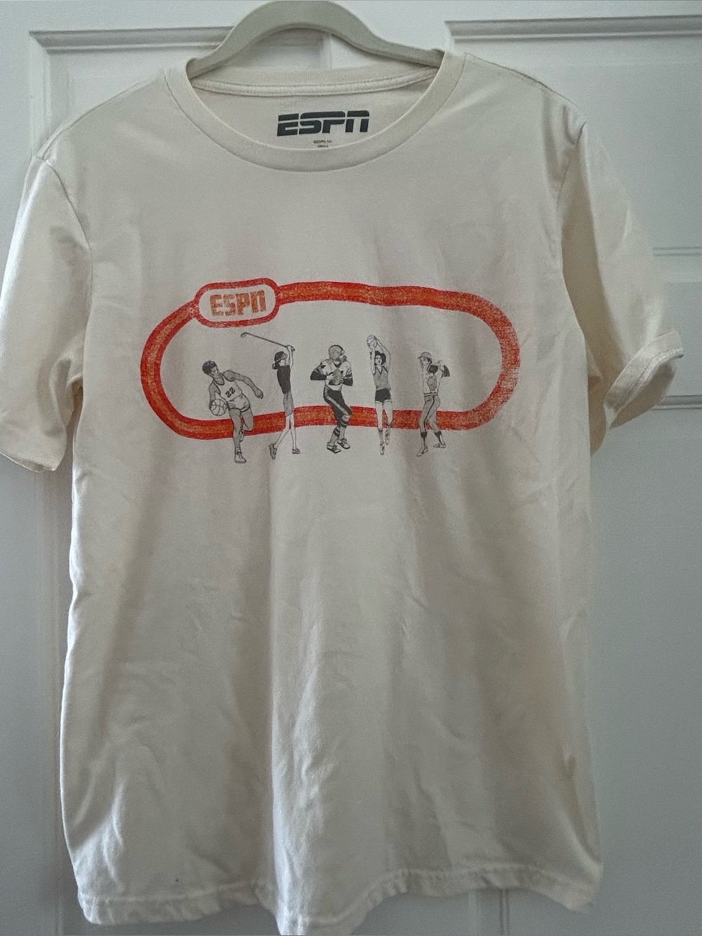 ESPN Men's Small White Graphic Tshirt Shirt Sports